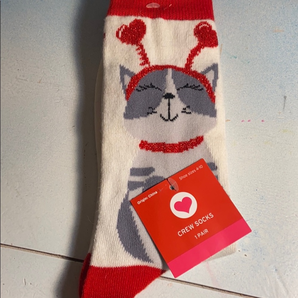 Valentines Cat Socks